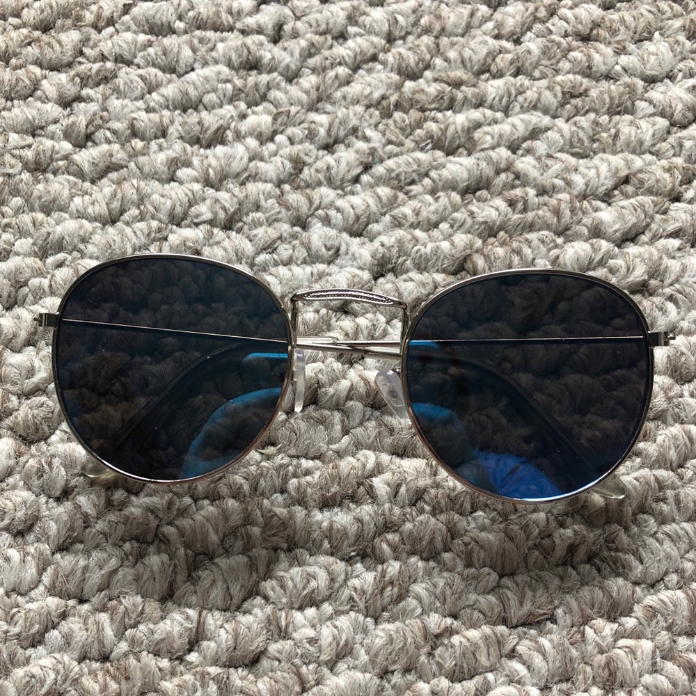 Blue Reflective Oval Sunglasses